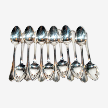 Series of 12 teaspoons spatours in silver metal with net Christofle