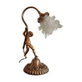 Ancient brass cherub lamp
