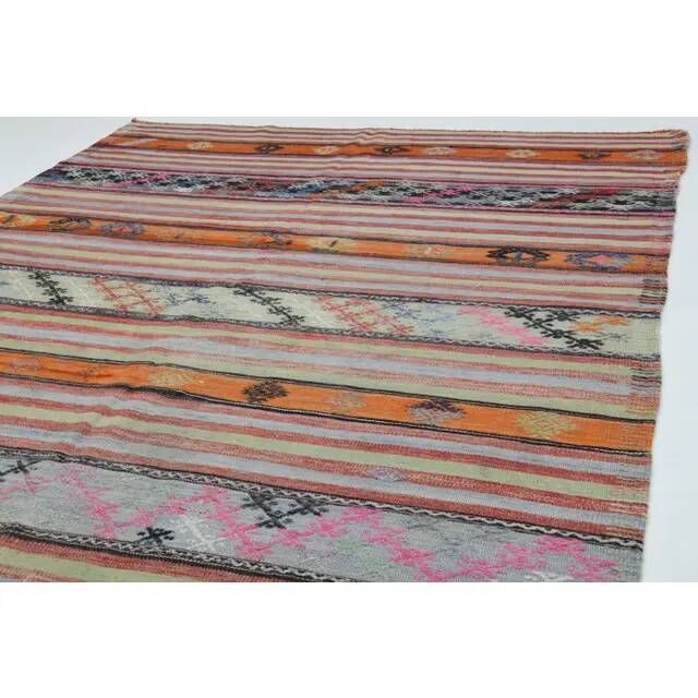 1970s Vintage Turkish Oushak Handmade Wool Cotton Beige Runner Rug  177x353