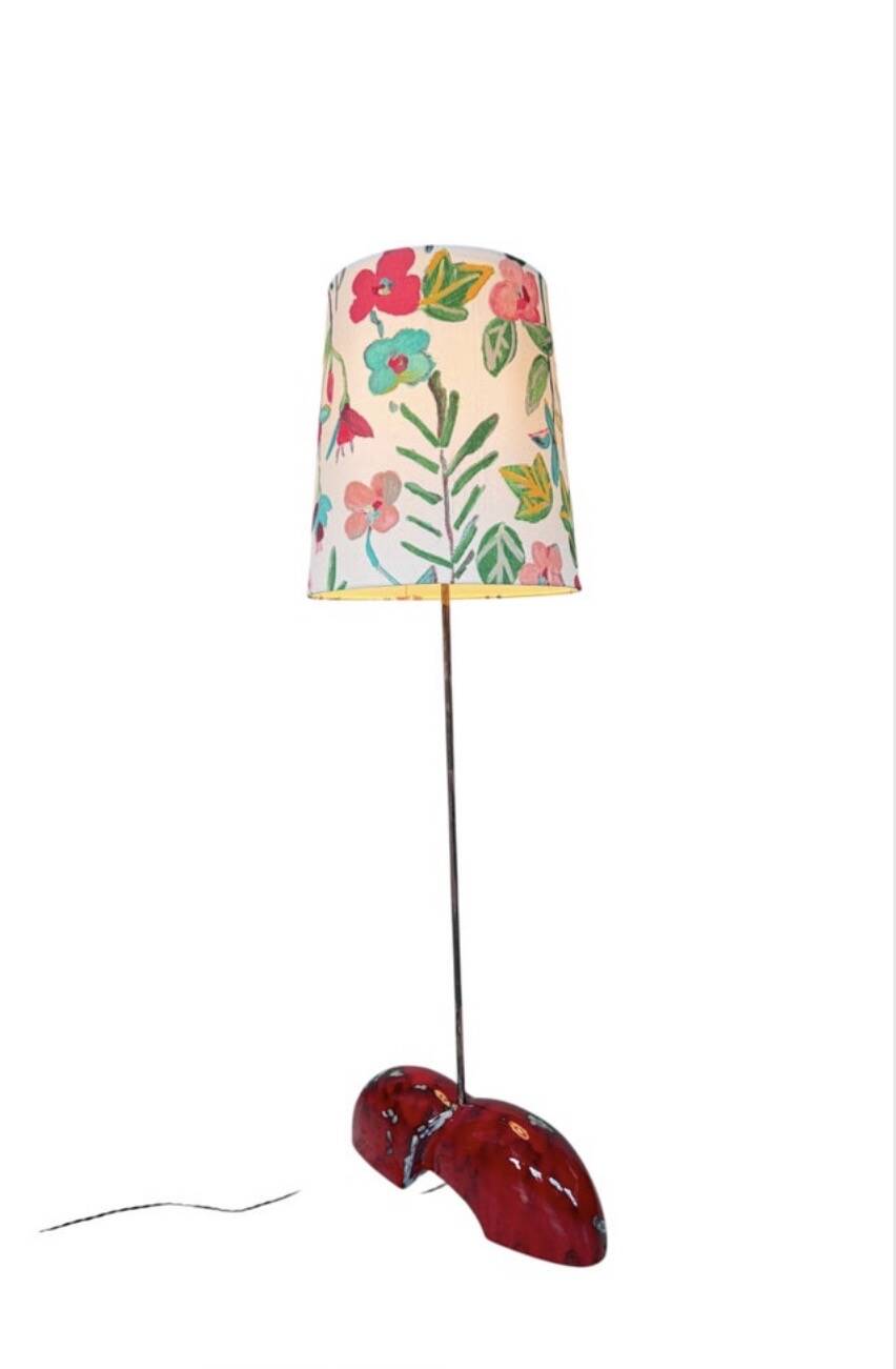 A unique, one-of-a-kind artist-made ceramic floor lamp