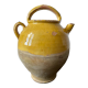Cruche gargoulette chevrette en terre cuite jaune vernissé XIX eme siècle