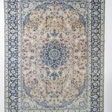 10x14 Navy Blue & Salmon Vintage Persian Rug, Geometric Style Classic Rug