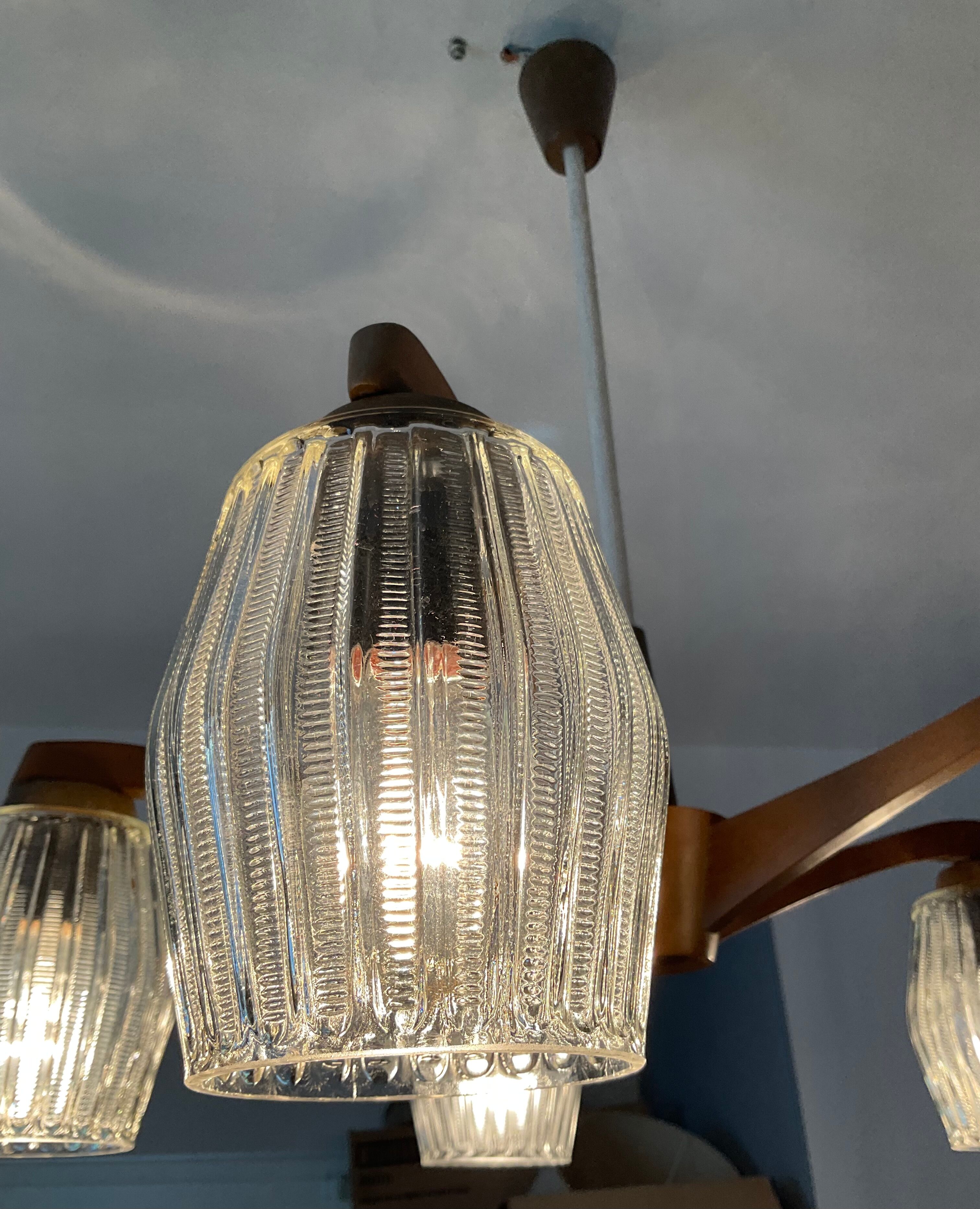 Scandinavian teak chandelier from the 60s and 70s