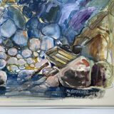 Large Abstractionism Landscape Oil Painting Signed Per Olof Netterblad, 1976