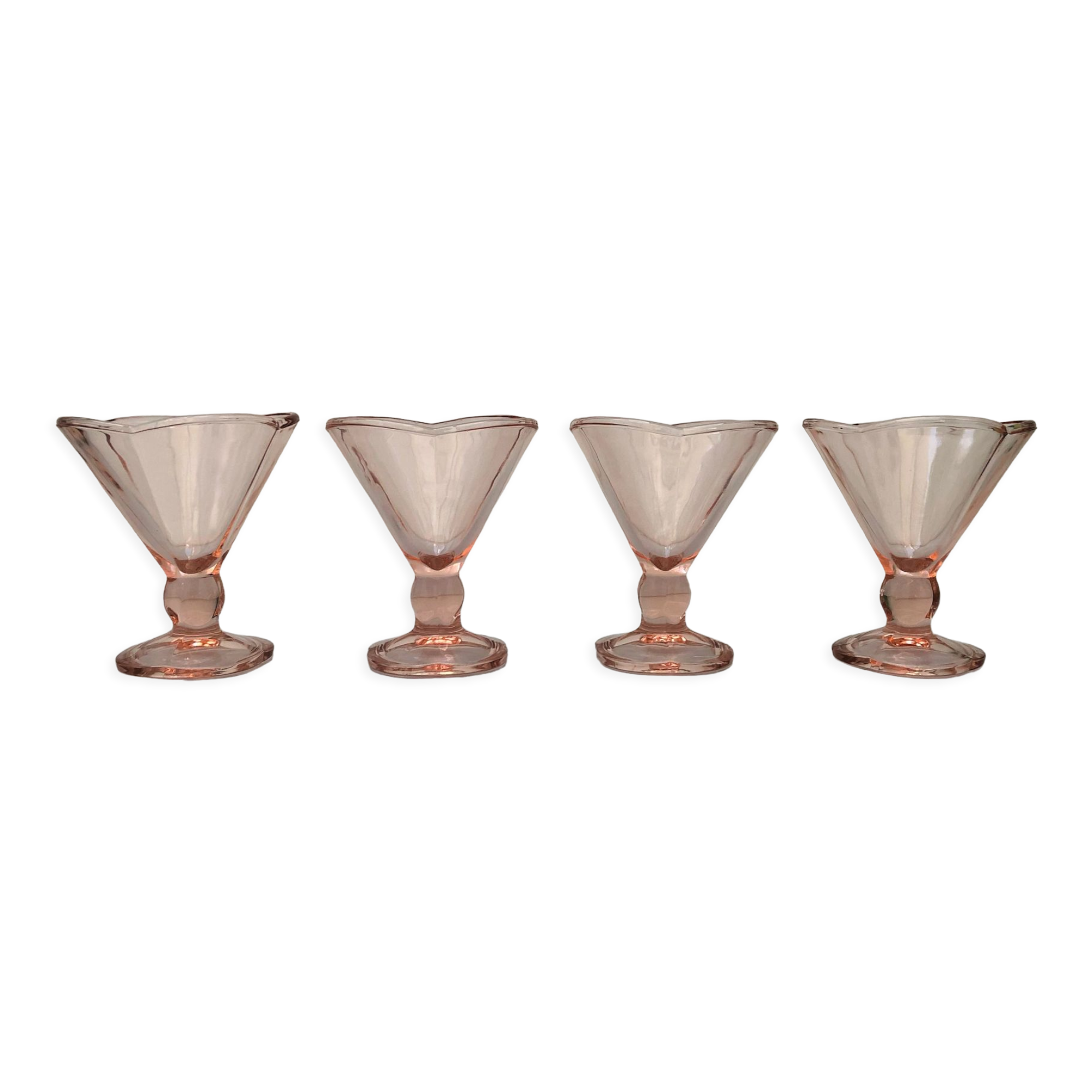 Set of 4 large ice cream bowls color rosaline vintage Italy