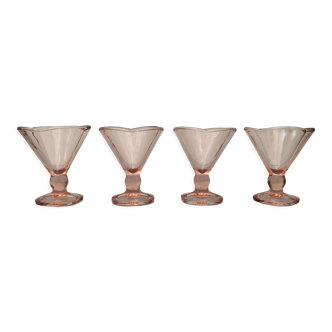 Set of 4 large ice cream bowls color rosaline vintage Italy