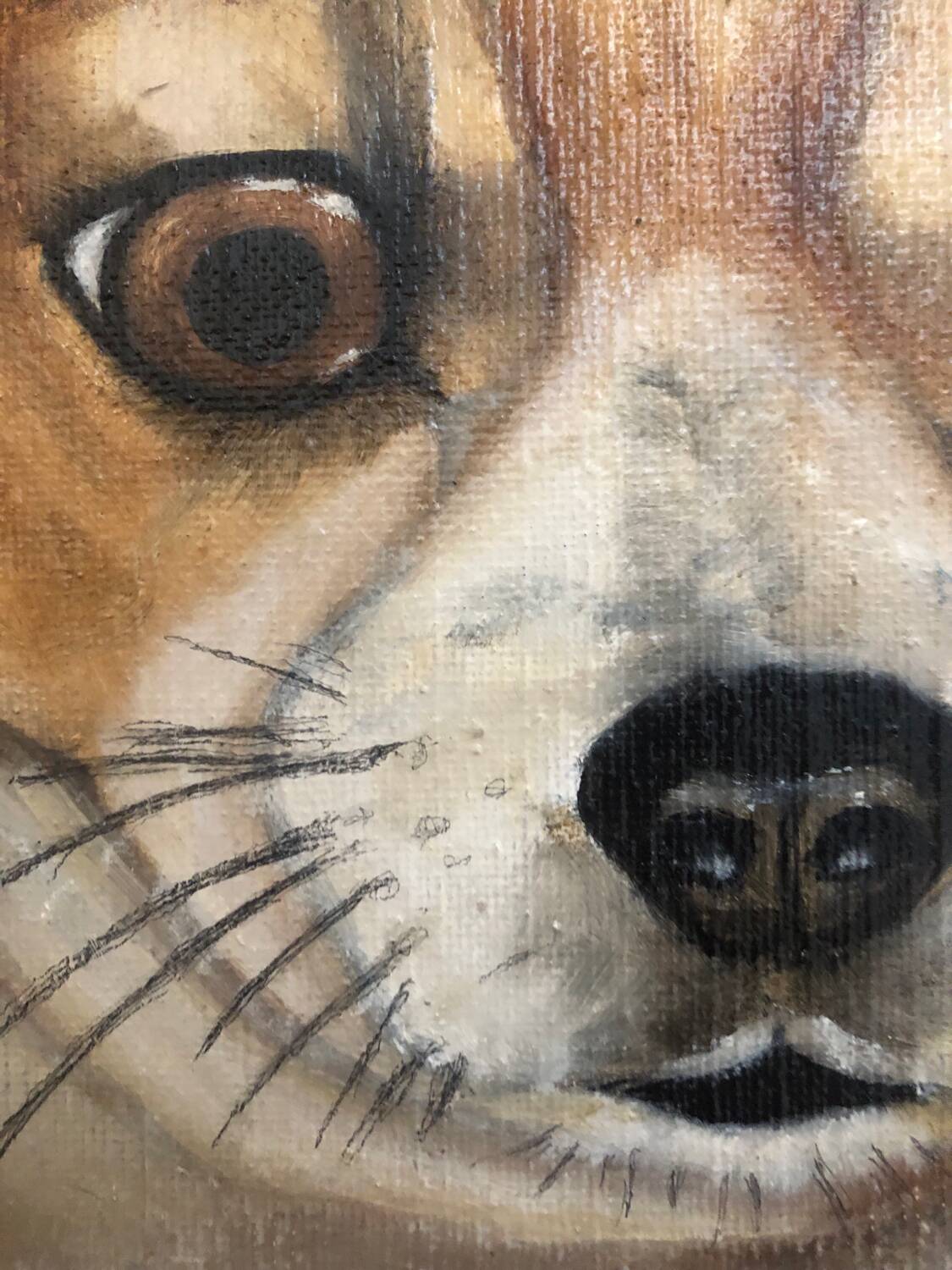 Oil on canvas dog portrait