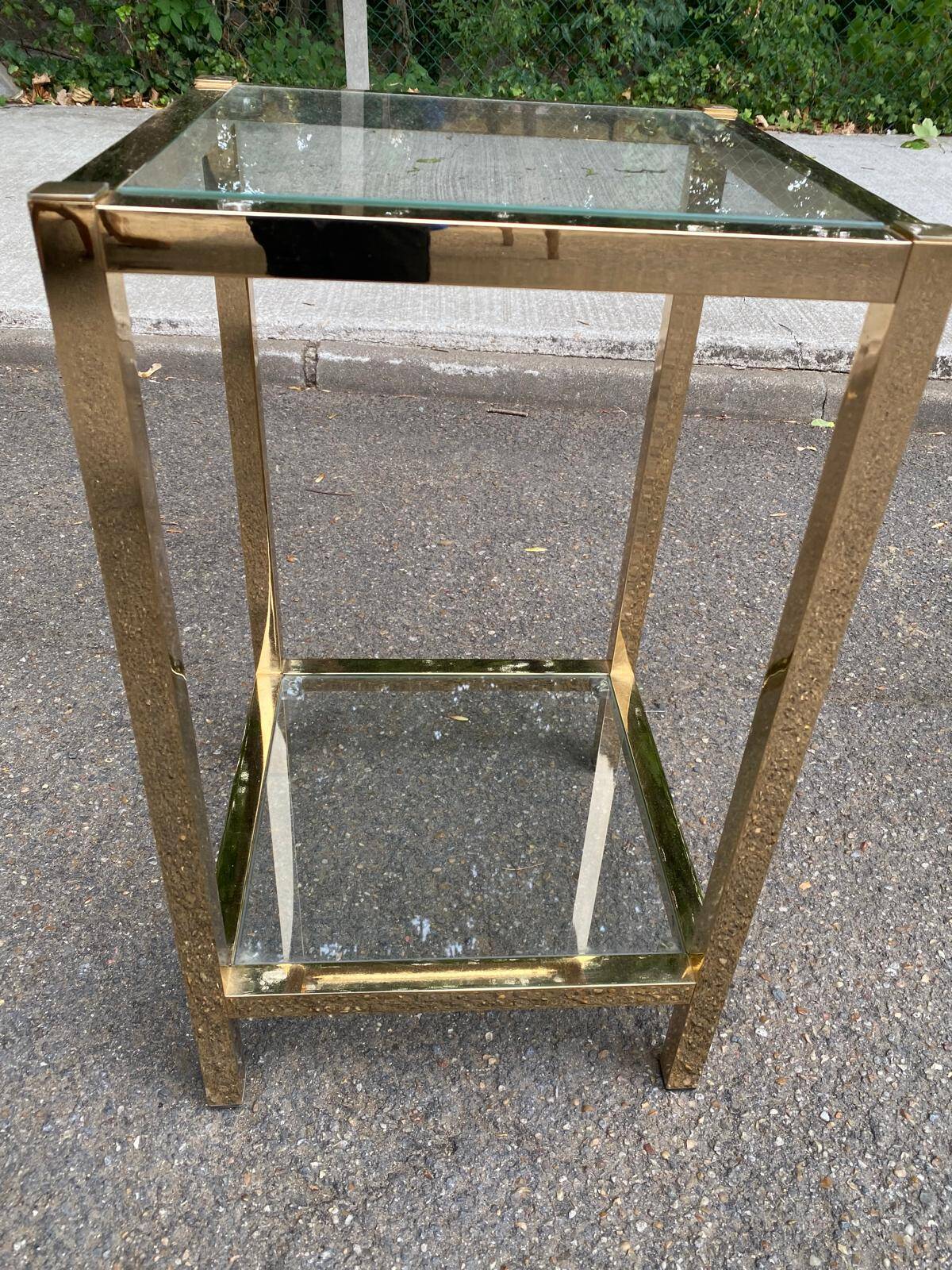 2 bedside tables, end tables in brass and transparent glass Maison Ja