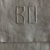 Pair of modernist linen pillowcases embroidered with comic strips