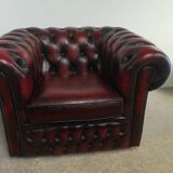 Chesterfield armchair burgundy leather