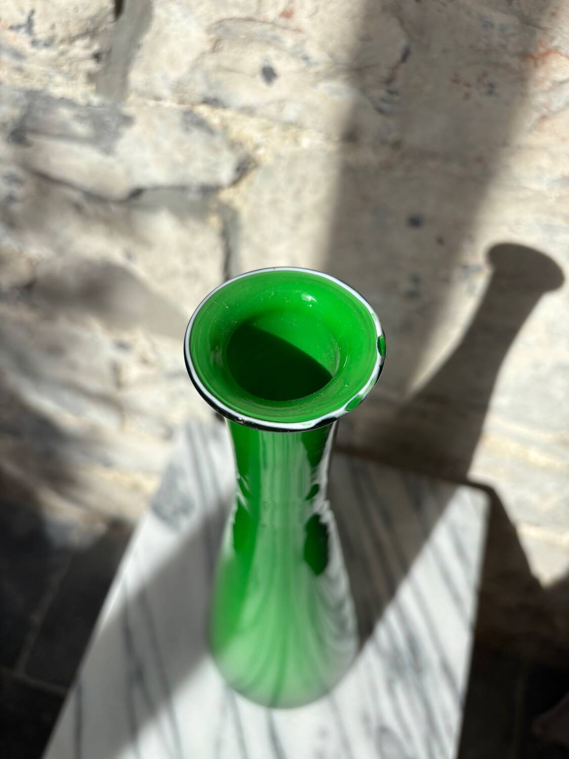 Bright green “Opalino Italy” vase
