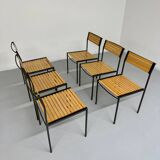 6 old metal and wood chairs, Italian design from the 80s, vintage
