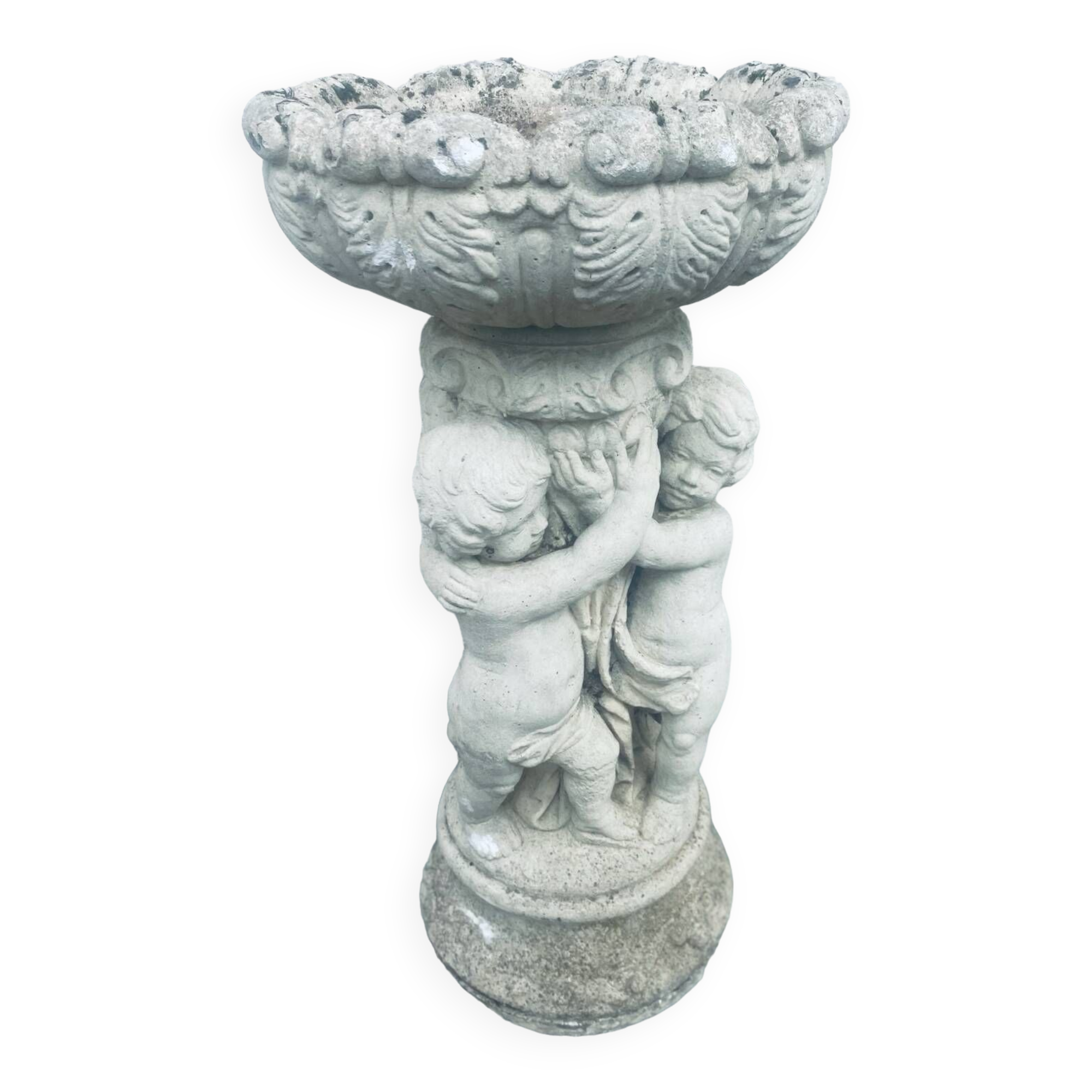 Garden statues 3 angels child stone decoration cup