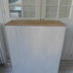 Pearl gray patinated library, 2 shelves, wooden tray.