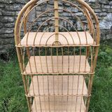 Vintage 60s bamboo rattan standing shelf