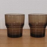 Set of 6 smoked brown glass water glasses Vereco 70'S Vintage