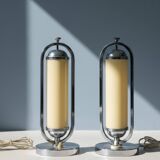 Pair of Bauhaus functionalist chrome table lamps, Czechoslovakia 1930s