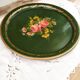 Russian tray in hand-painted sheet metal decoration old pink twigs and gilded border