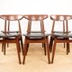 Set of 6 Thonet dining chairs, in brown lacquered wood and black leatherette, 1960.