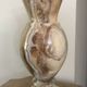 Vintage vase in marbled onyx stone shades of beige and brown