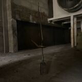 Signed hammered metal and copper sculpture