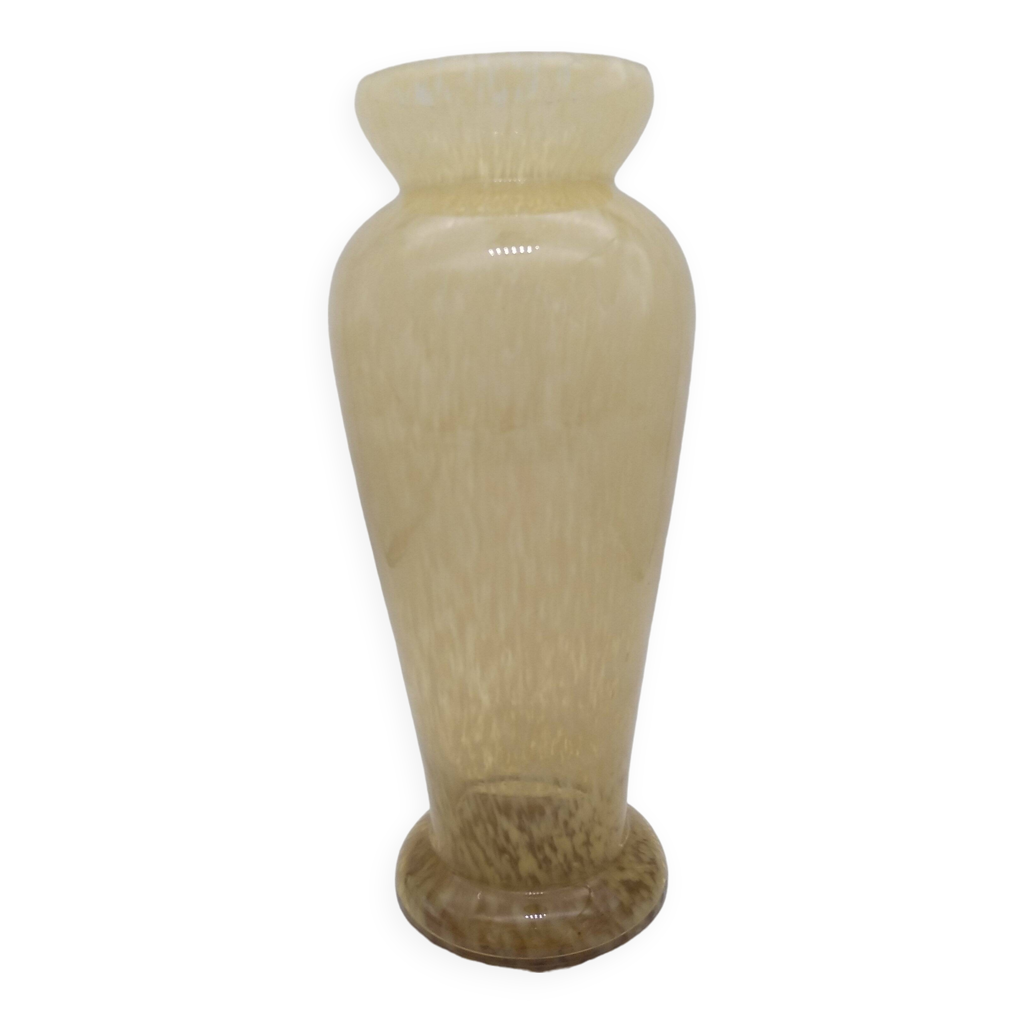 Speckled glass vase. Clichy glass.
