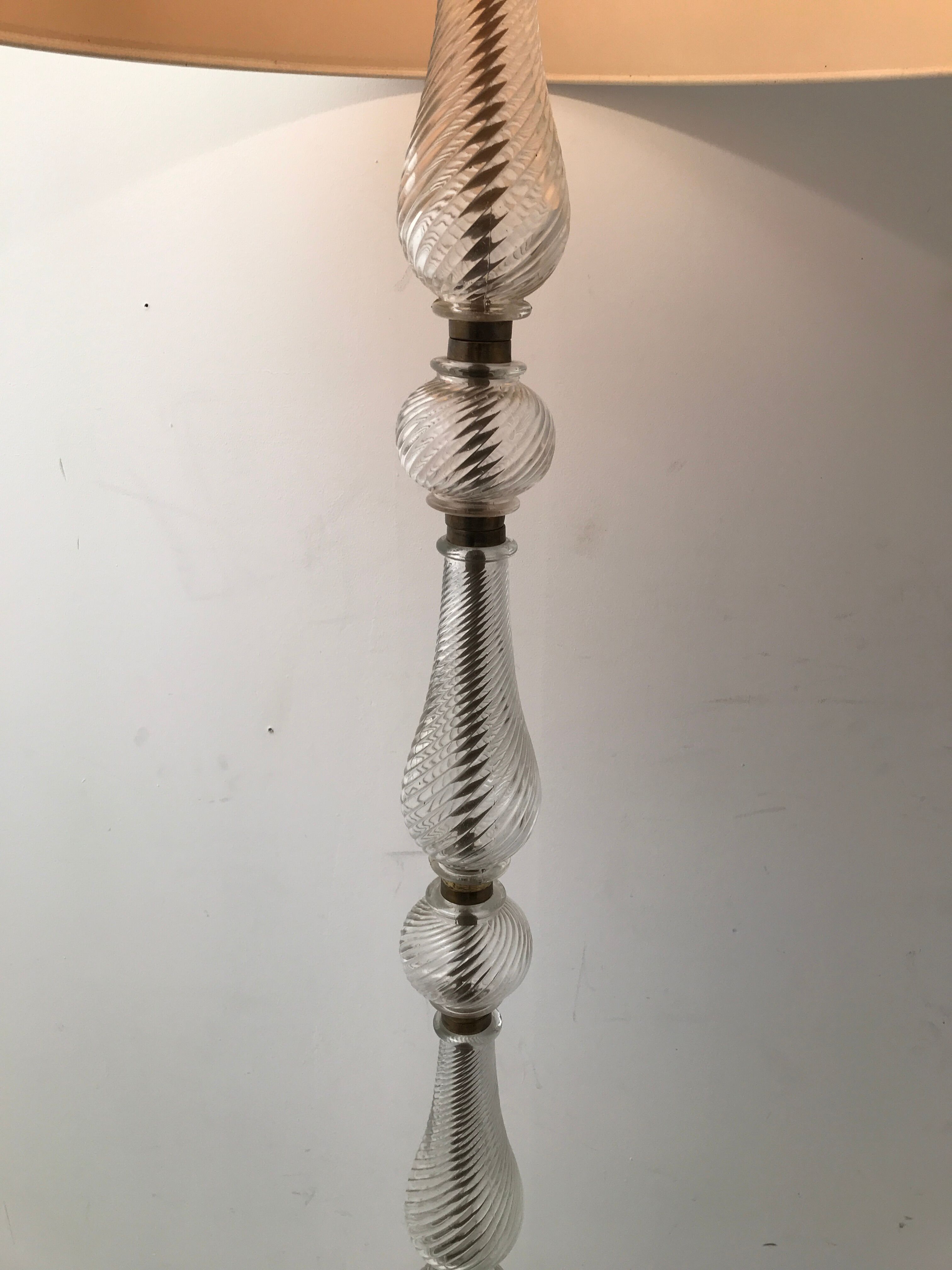 Glass lamp foot and wrought iron