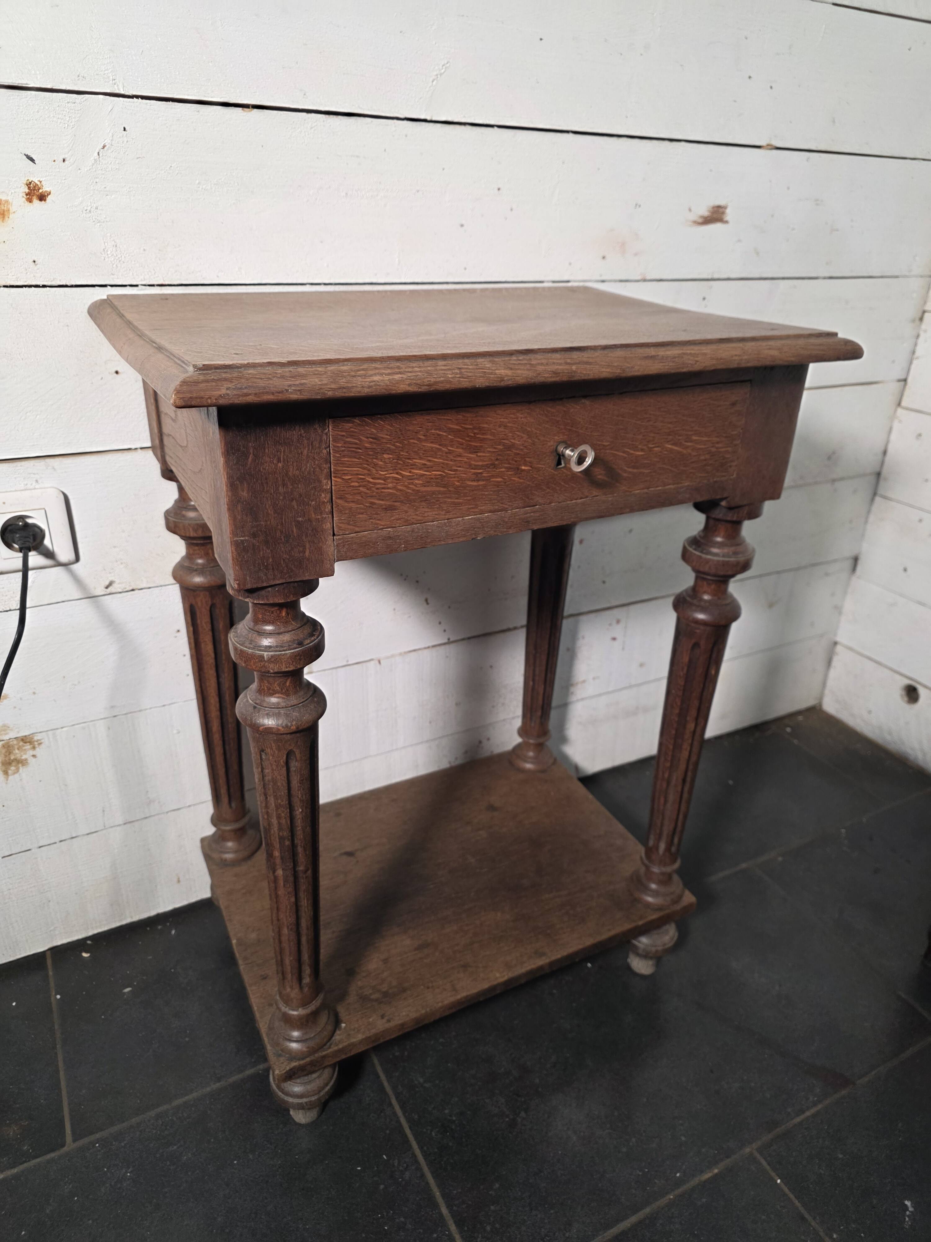 Louis XVI style bedside table in solid oak