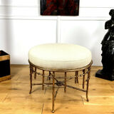 Napoleon III style ottoman in gilded metal with bamboo décor