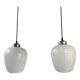 Pair of antique xl vintage curved suspension lights
