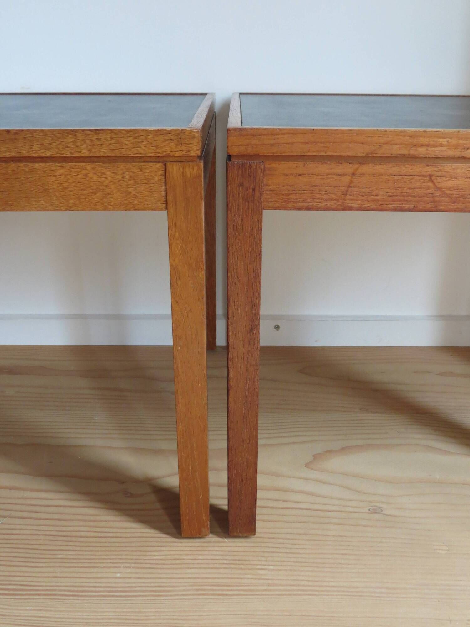 Pair of Mid century Teak and black Top Side Tables 1960s