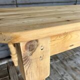 Old farmhouse table in raw wood