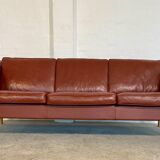 Vintage Danish mid-century Mogens Hansen 3-person cognac leather sofa