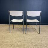 Pair of gijs van der sluis chairs white wood grey legs netherlands 1970s