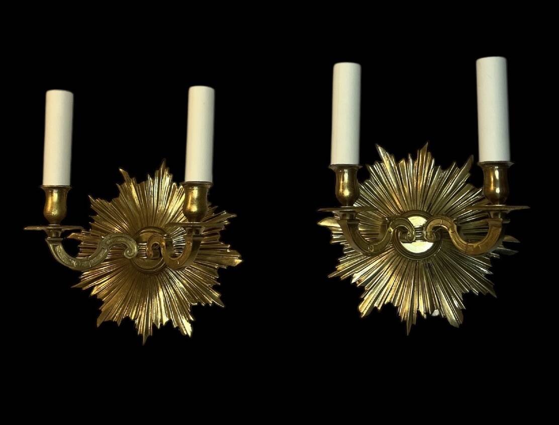 Pair of sun wall lights