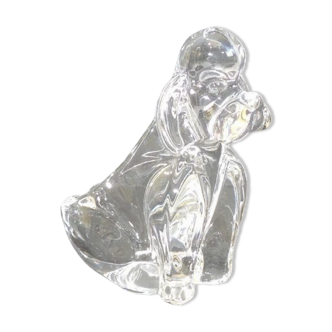 Crystal poodle ashtray signed Vanne France