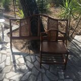 Headboard and bedside in rattan and canning