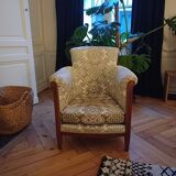 Lot of old 2-seater bench + upholstered armchair