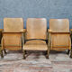 Triple cinema bench in wood and steel, Twentieth century design