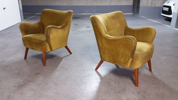Fauteuil original années 50-60 design italien doré