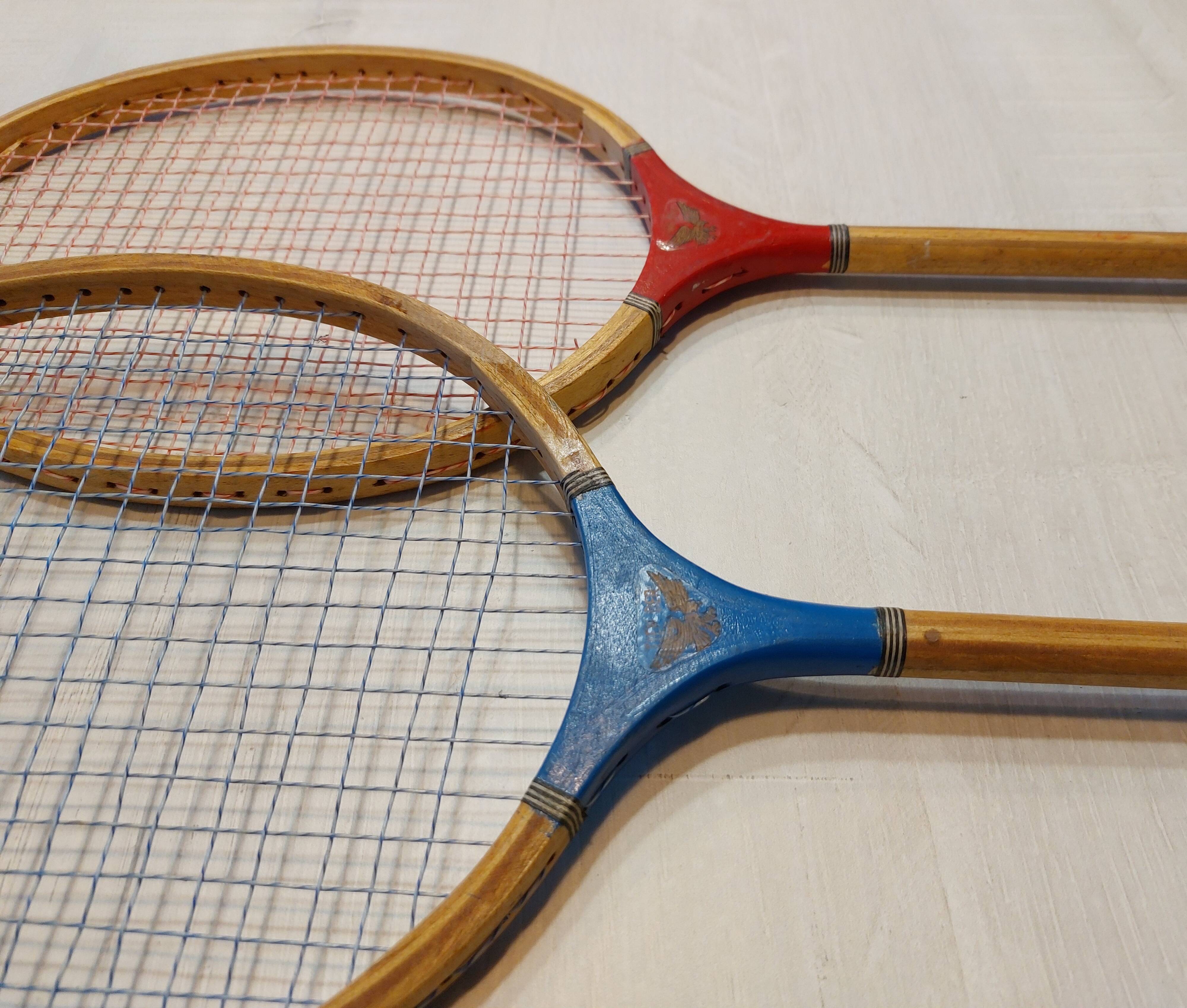 Vintage wooden badminton rackets