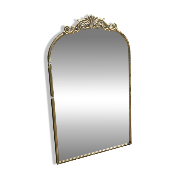 Miroir à fronton en métal doré, années 2000