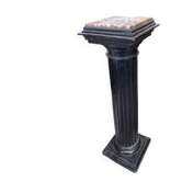 Sellette, colonne en bois noir et marbre