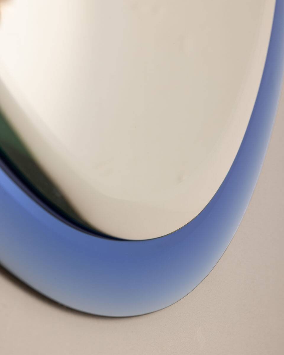 Vintage mirror 70s Crystal Blue Design A. Lupi for Cristal Luxor