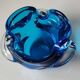 Empty pocket/Corolla shaped ashtray, in Murano style blown art glass, turquoise blue