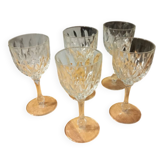 5 cut crystal wine/water glasses