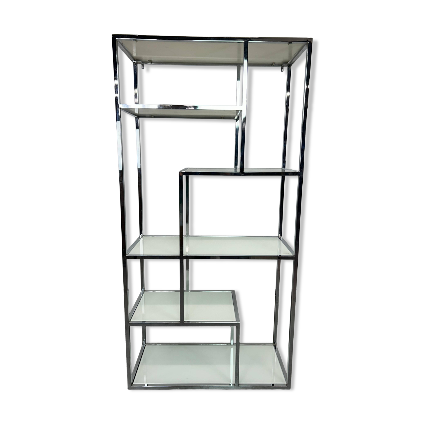 Mid-century modern chrome shelf by Milo Baughman