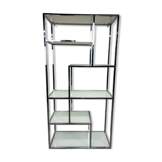 Mid-century modern chrome shelf by Milo Baughman