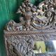Louis xvi style repousse brass mirror with glass beads