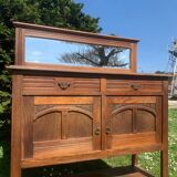 Antique solid wood sideboard with mirror — Art Nouveau style